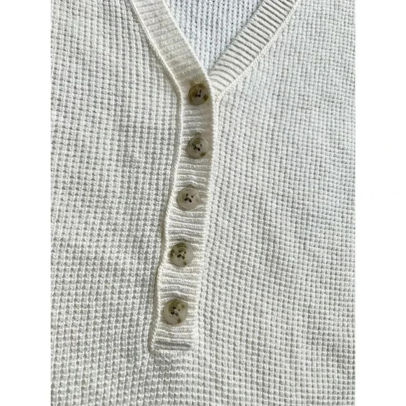 Madewell Asherton Waffle Henley Sweater-Ivory-Size Small NC737 Oversized NWOT - Picture 5 of 6